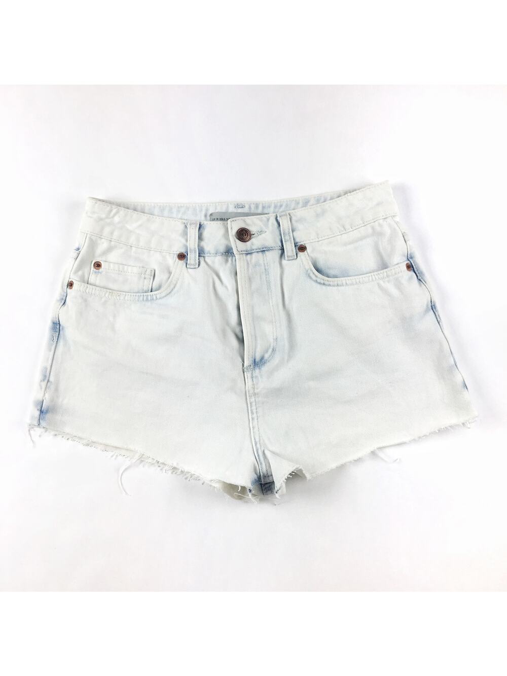Top Shop Moto high rise cut off light stone wash denim jean shorts Size 6